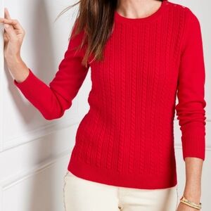 TALBOTS Allover Cable Crewneck Sweater L